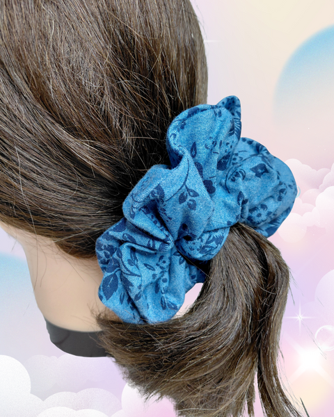 Jumbo Hair Scrunchie - denim print