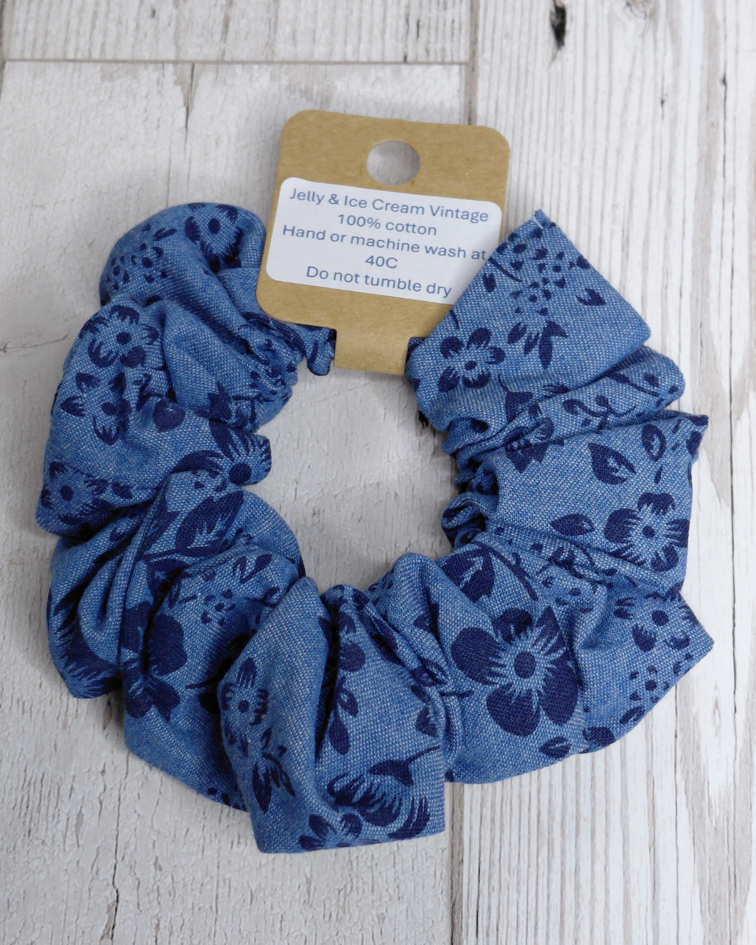Jumbo Hair Scrunchie - denim print