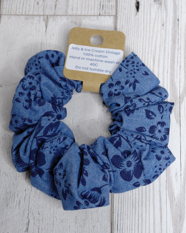 Jumbo Hair Scrunchie - denim print