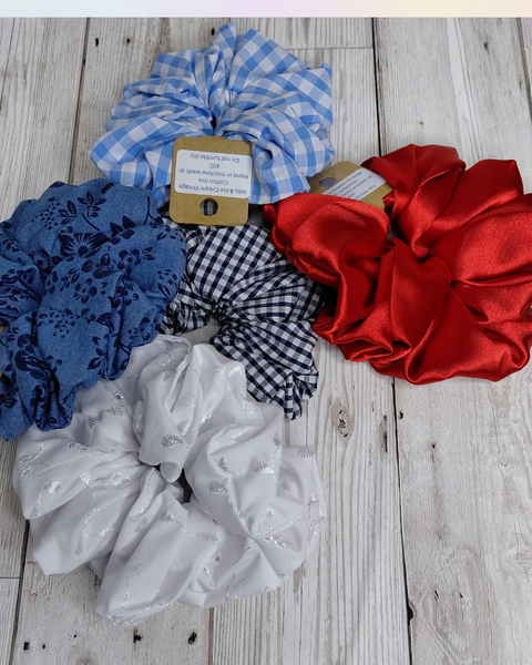 Jumbo Hair Scrunchie - denim print