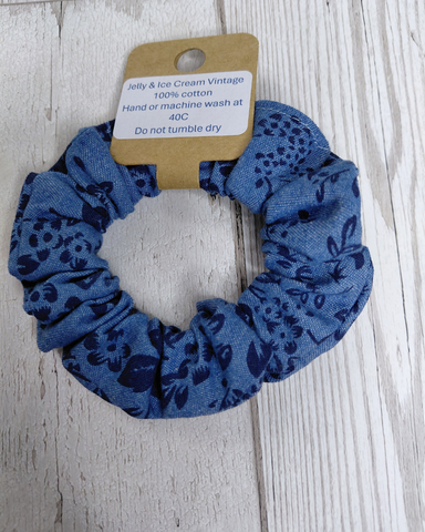 Mini Denim Print Hair Scrunchie