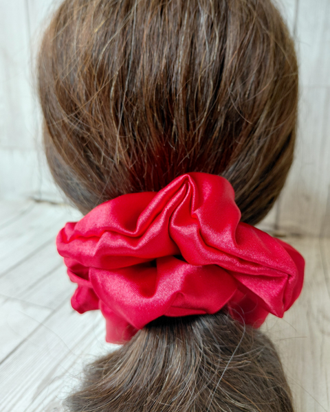 Jumbo Red Satin Scrunchie