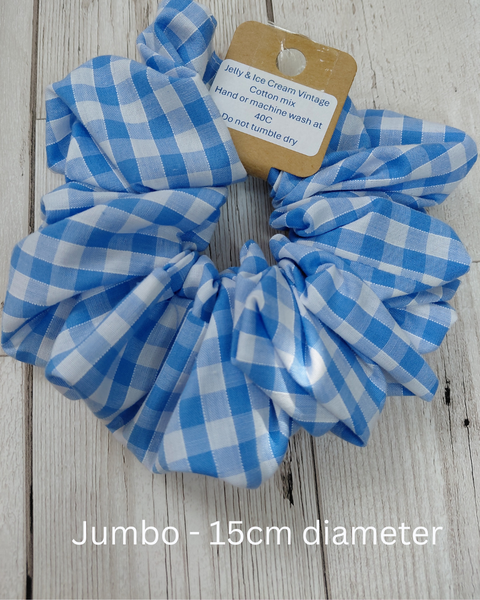 Jumbo pale blue gingham scrunchie
