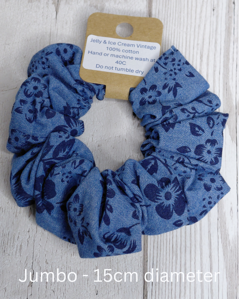 Jumbo Hair Scrunchie - denim print