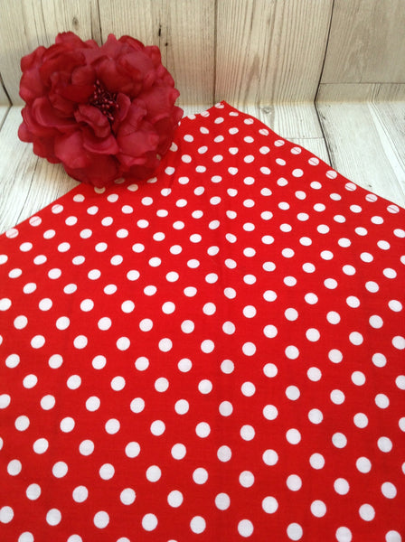 Red polka dot headscarf