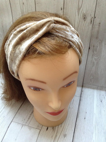 Champagne gold velvet twist headband