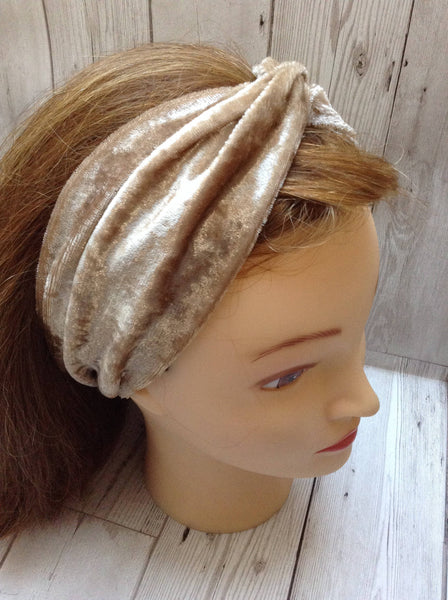 Champagne gold velvet twist headband
