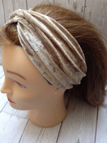 Champagne gold velvet twist headband