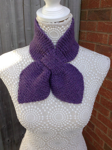 Purple alpaca/wool mix keyhole scarf