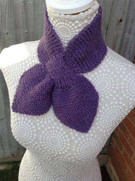 Purple alpaca/wool mix keyhole scarf