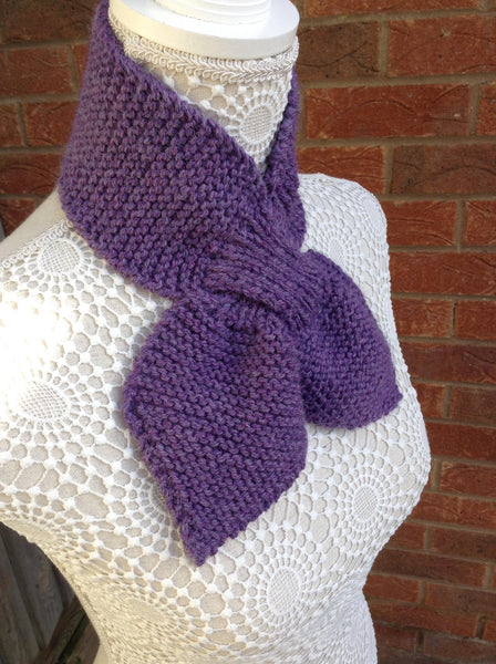 Purple alpaca/wool mix keyhole scarf