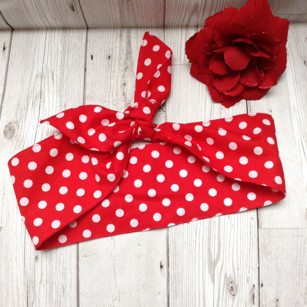 Red polka hair tie