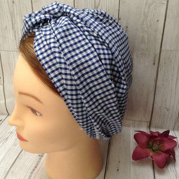 1930s vintage style dusting cap - Navy Gingham