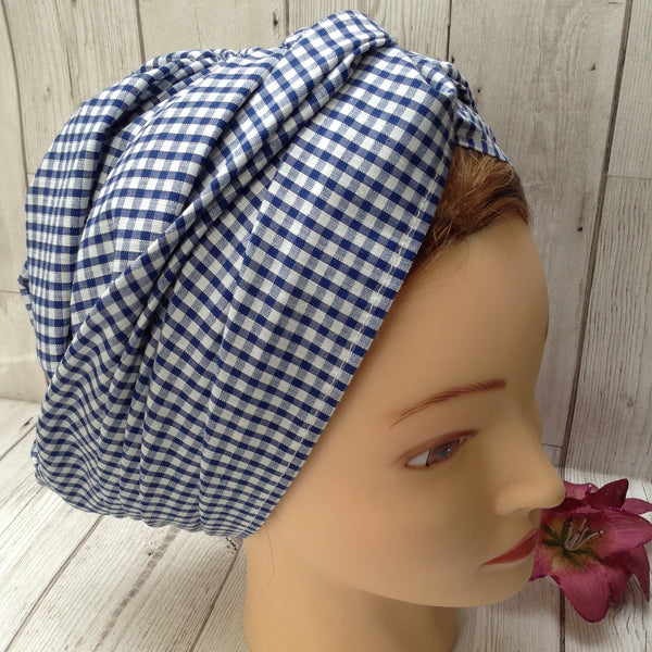 1930s vintage style dusting cap - Navy Gingham