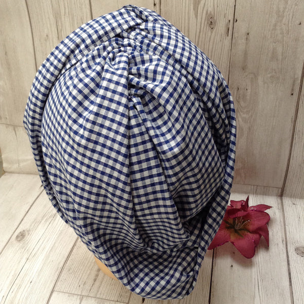 1930s vintage style dusting cap - Navy Gingham