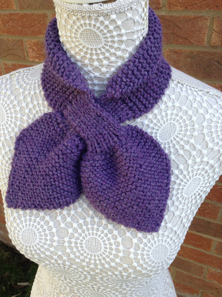 Purple alpaca/wool mix keyhole scarf