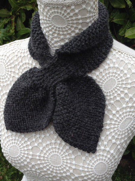 Charcoal grey alpaca mix keyhole scarf