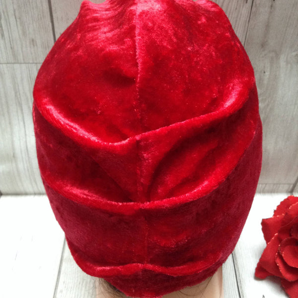 1940s style stretch velvet turban hat - red