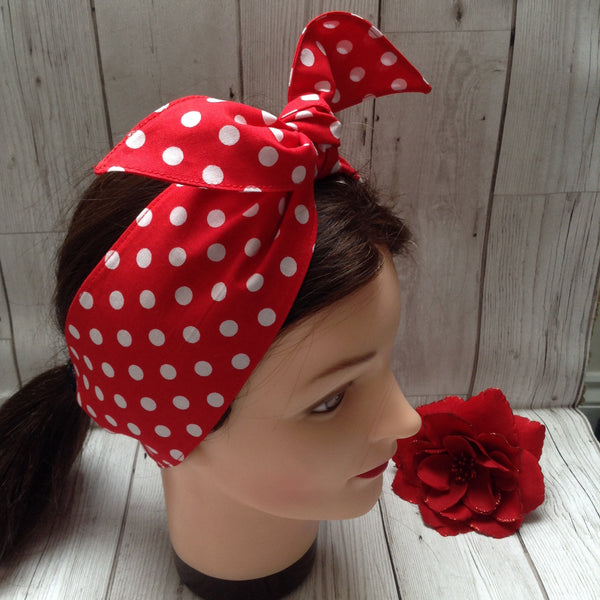 Red polka hair tie