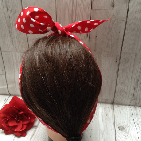Red polka hair tie