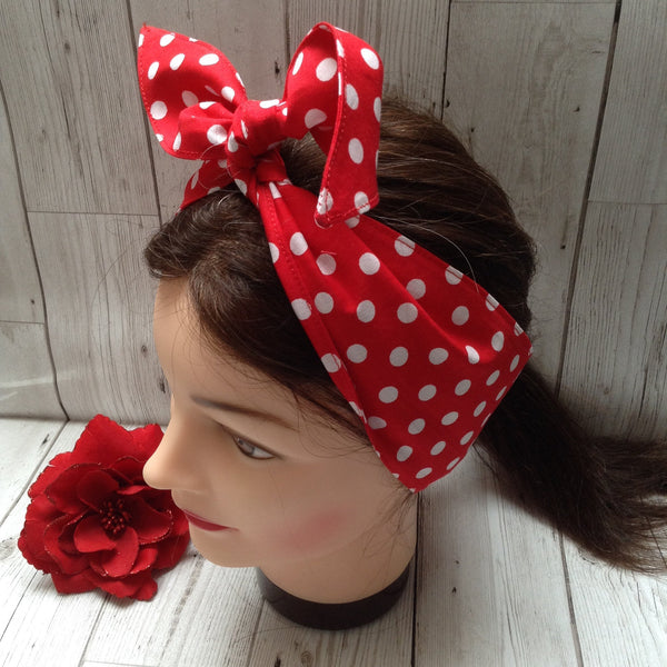 Red polka hair tie