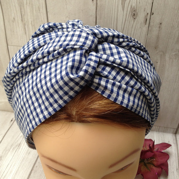 1930s vintage style dusting cap - Navy Gingham