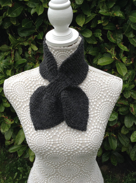 Charcoal grey alpaca mix keyhole scarf