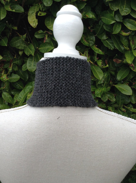 Charcoal grey alpaca mix keyhole scarf