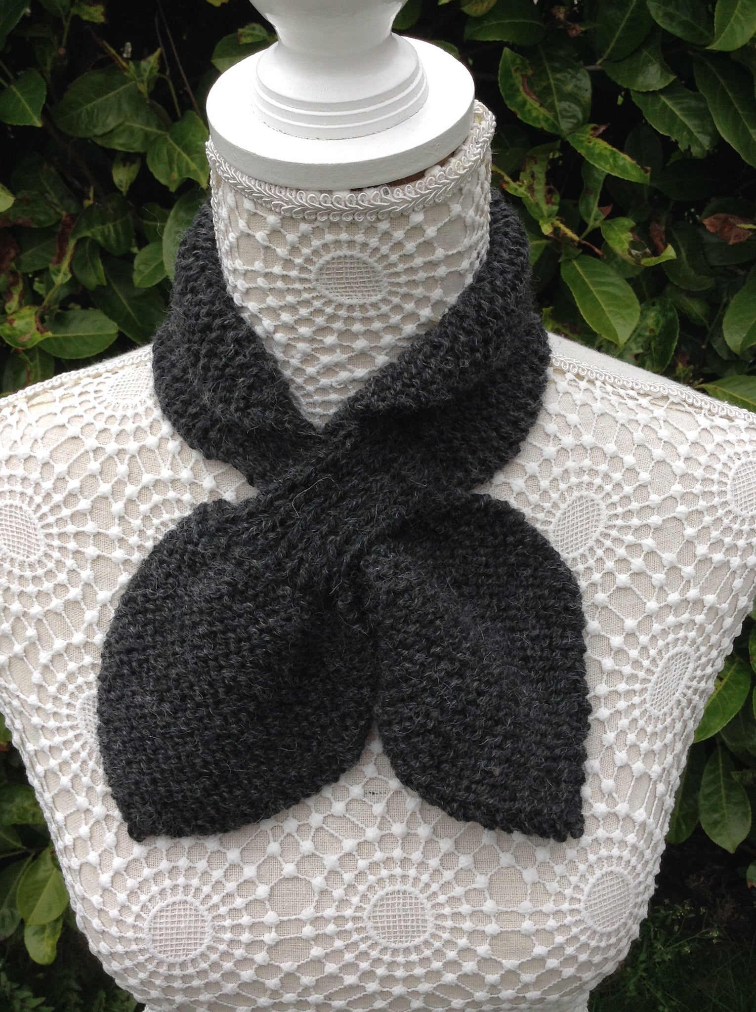 Charcoal grey alpaca mix keyhole scarf