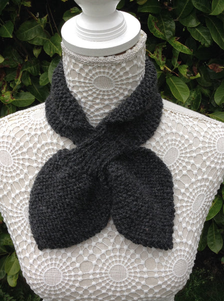Charcoal grey alpaca mix keyhole scarf