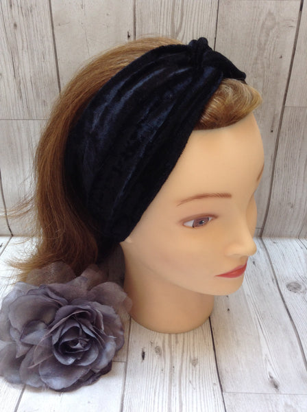 Black velvet twist headband