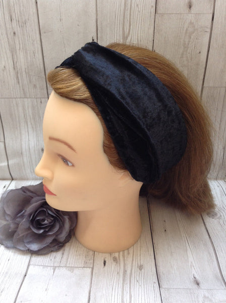 Black velvet twist headband