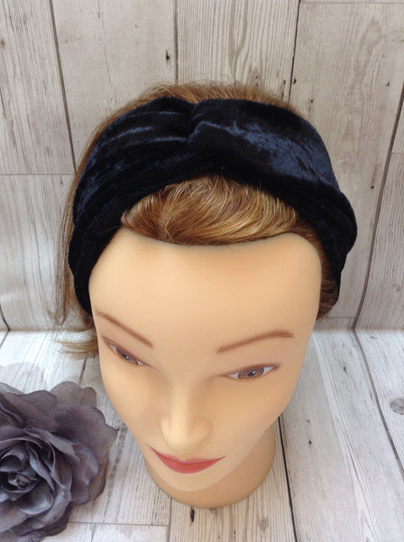 Black velvet twist headband