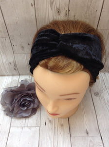 Black velvet twist headband