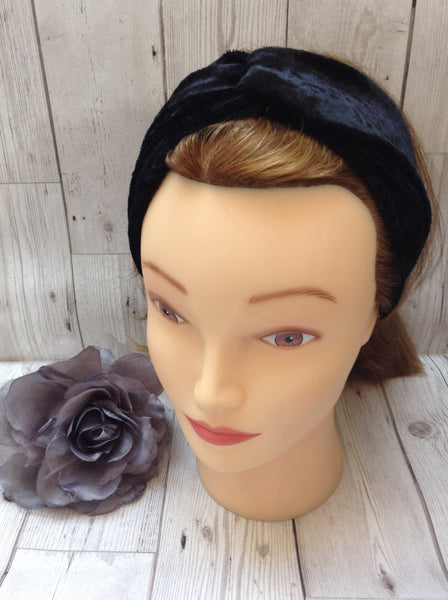 Black velvet twist headband