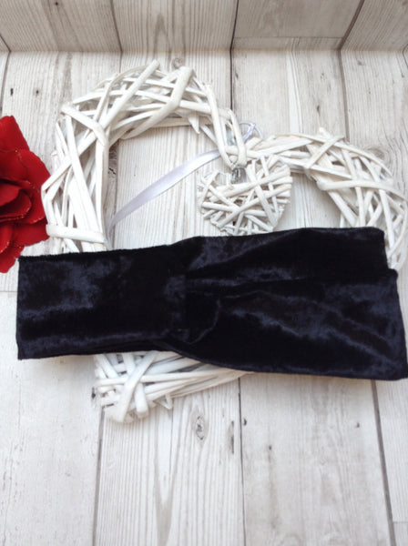 Black velvet twist headband