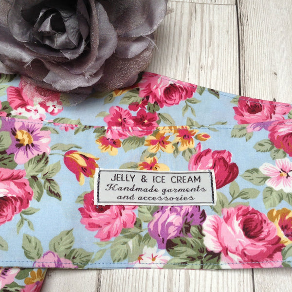 Sky blue floral hair tie