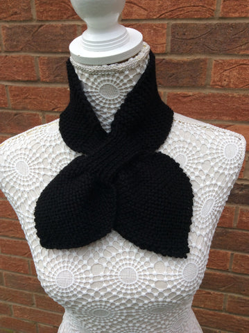 Black alpaca/wool mix keyhole scarf
