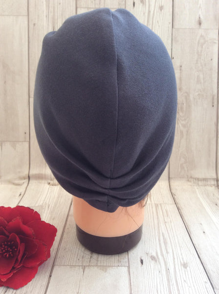 1940s style stretch cotton turban - charcoal grey